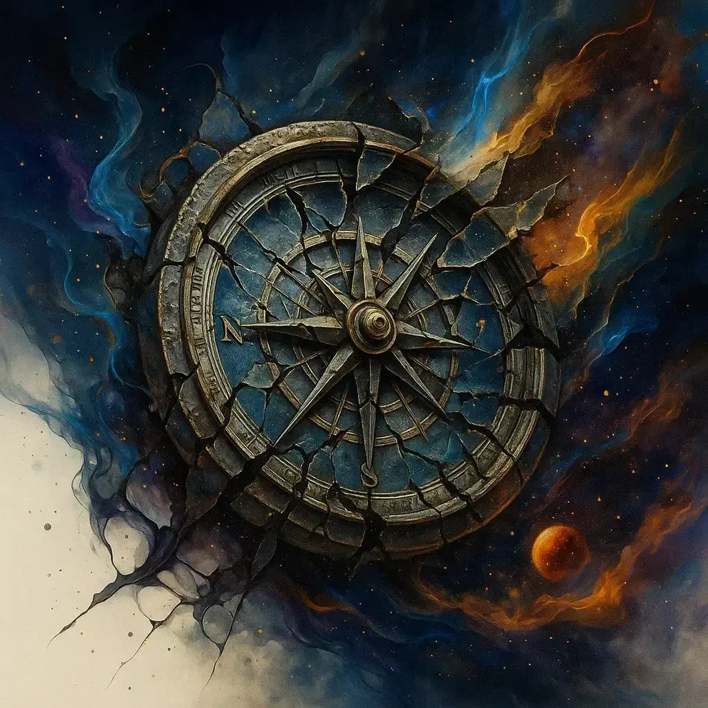 Antike zerbrochene Kompassrose aus der Sammlung Symbole