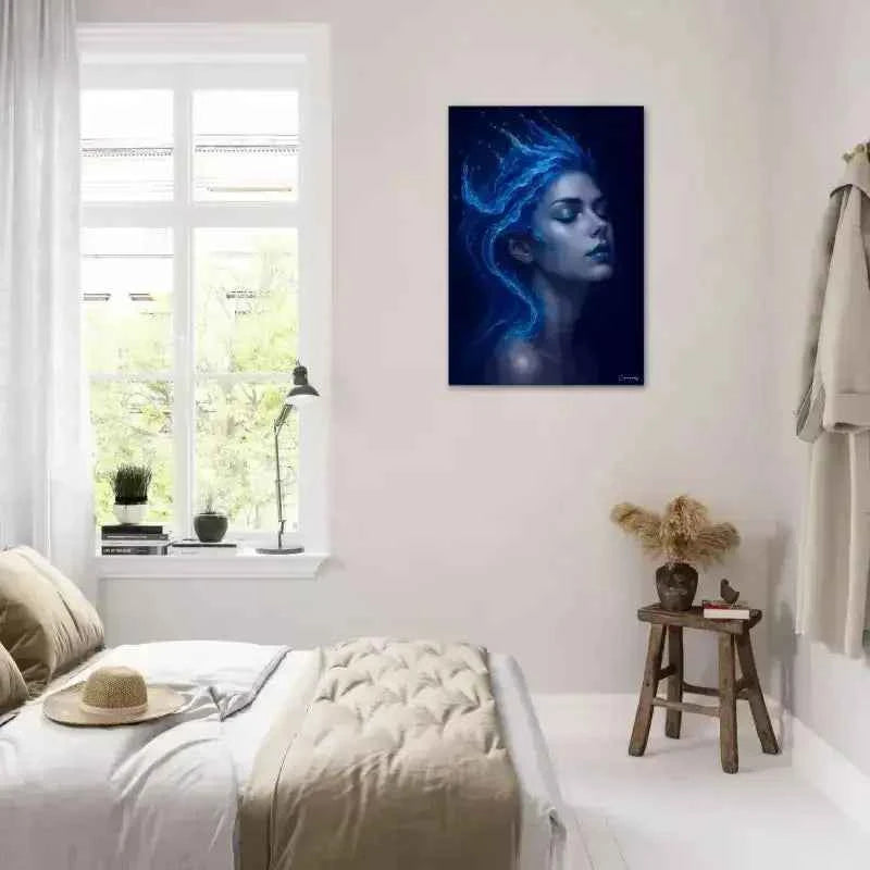 Blaues Haar Leinwandbild Gaia: Wo Stille fließt, leinwandbild wasser