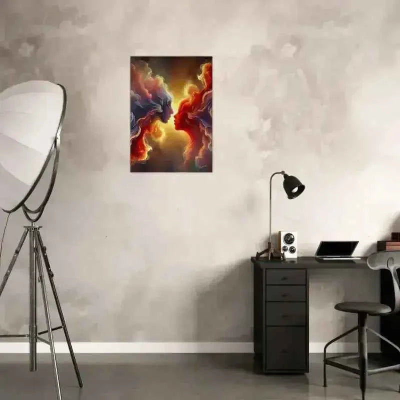 24x36 Zoll Kuss-Poster mit abstraktem Design zweier Profile