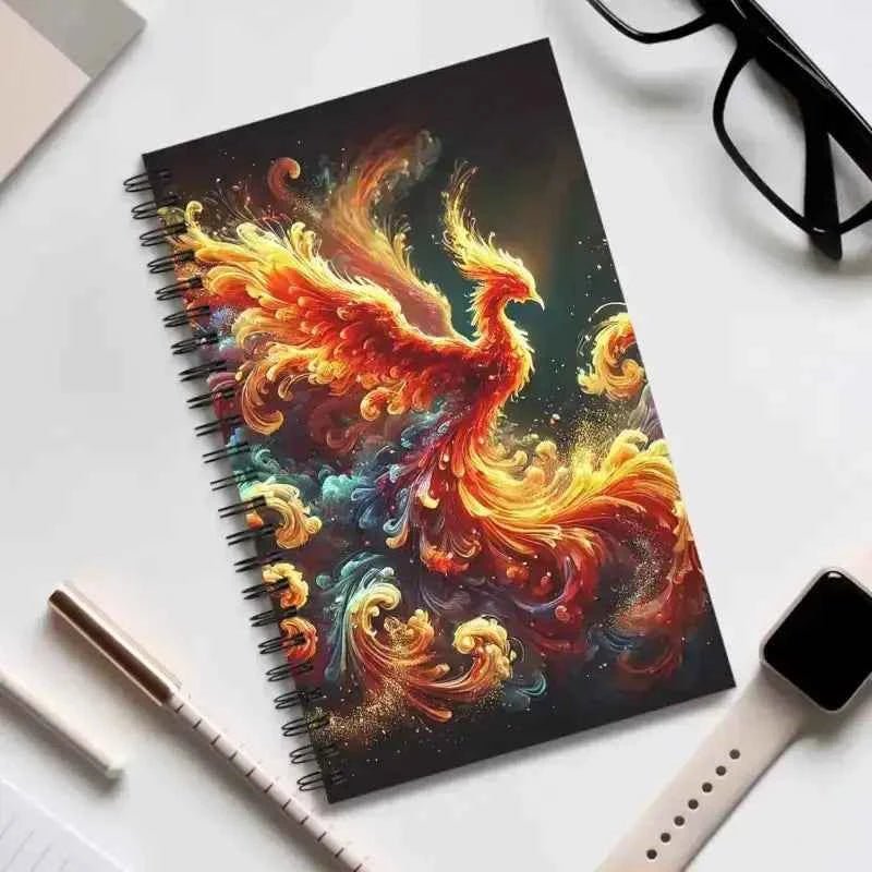 Spiralförmiges Notizbuch Phönixflamme mit feurigen Phoenix-Design von Curiocanvas