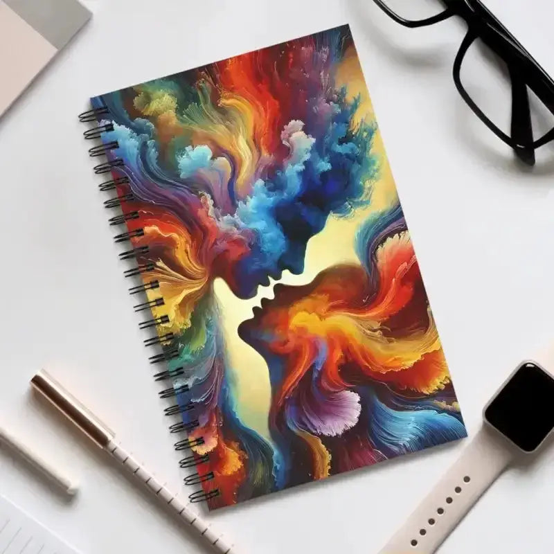 Seelenkuss Notizbuch mit spiralförmigem Einband und abstraktem Cover