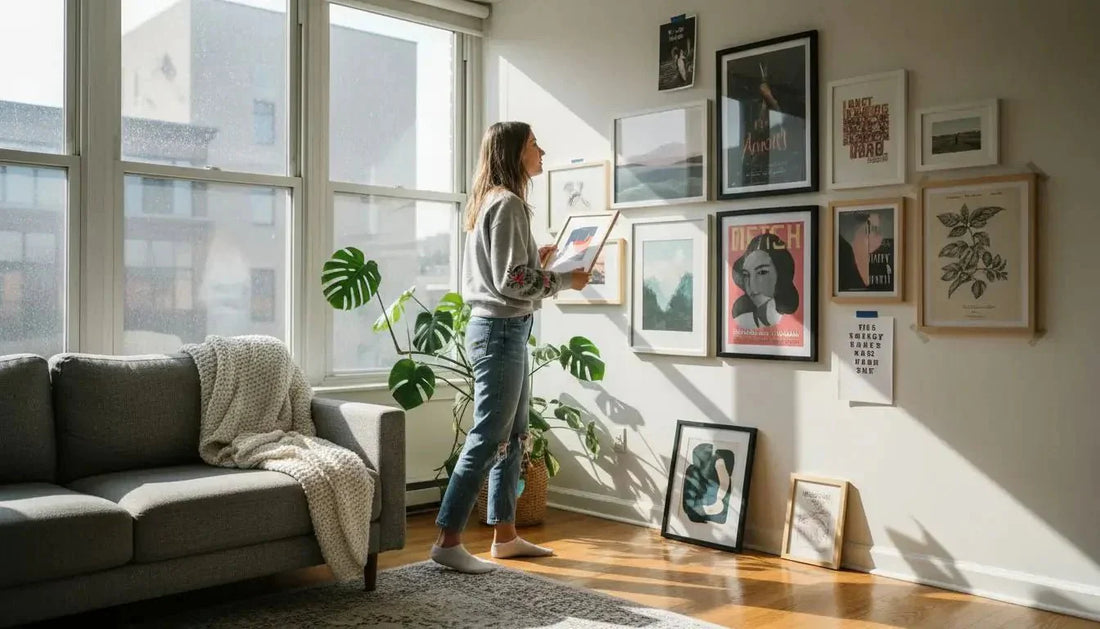 Weißer rahmen mit botanischem kunstdruck an galeriewand für minimalistische eleganz und inspirierende arten gerahmter kunstdrucke