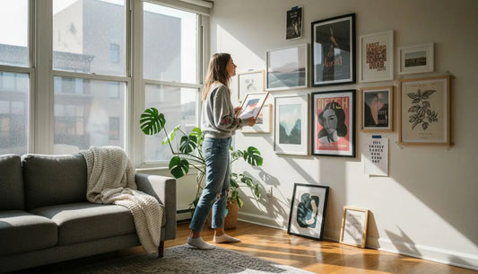 Weiß gerahmtes botanik-Print auf Galeriewand