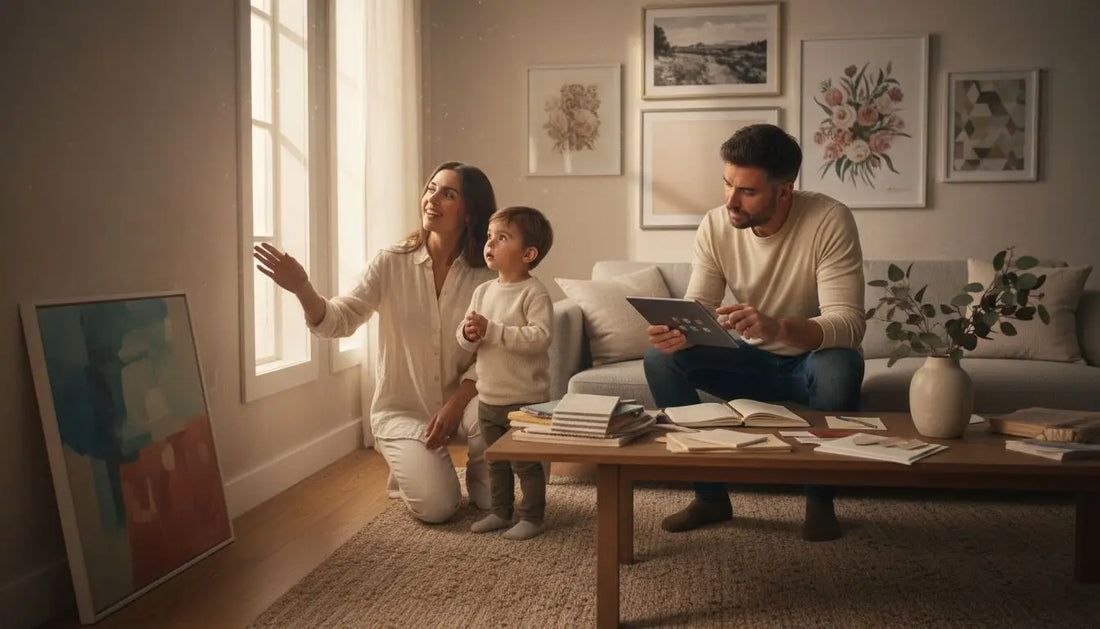 Abstraktes weiß-beiges Gemälde mit moderner Gestaltung für Zuhause