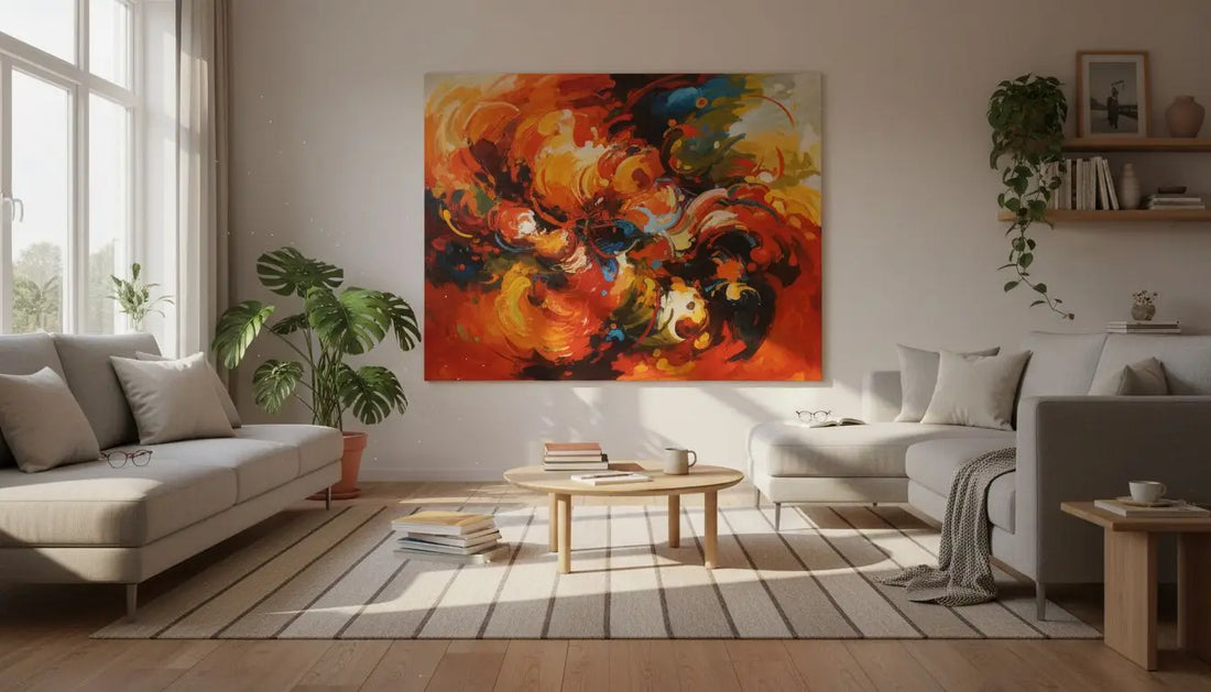 Lebendige orange-gelbe Blumen-Leinwandkunst für emotionale Heimmode