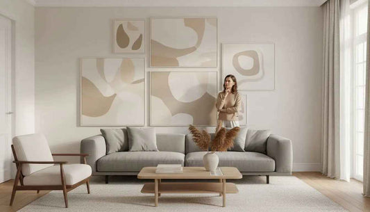 Moderner grauer ecksofa mit holzbeinen und armlehnen minimalistisch gestaltet zur emotionalen verbindung und gefühlswelt widerspiegeln