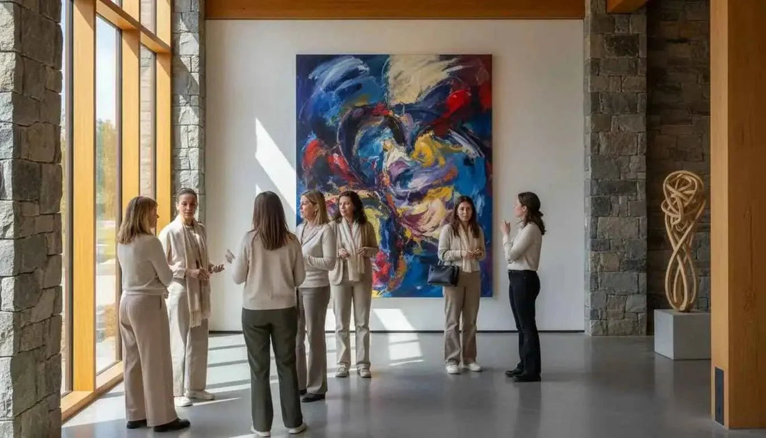 Abstraktes acrylgemälde mit lebendigen farben und dynamischen pinselstrichen zeigt die emotionale wirkung zeitloser kunst