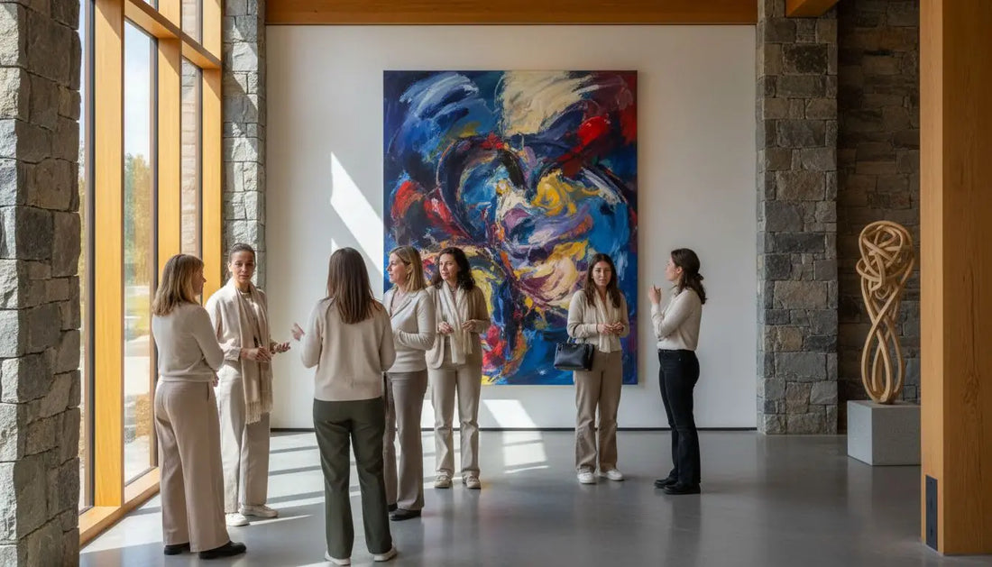 Abstraktes Gemälde mit lebendigen Farben und dynamischen Pinselstrichen