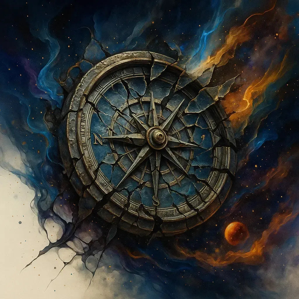 Antike zerbrochene Kompassrose aus der Sammlung Symbole