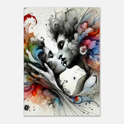 Aquarellmalerei eines küsenden Paares für das Produkt Im Augenblick versunken