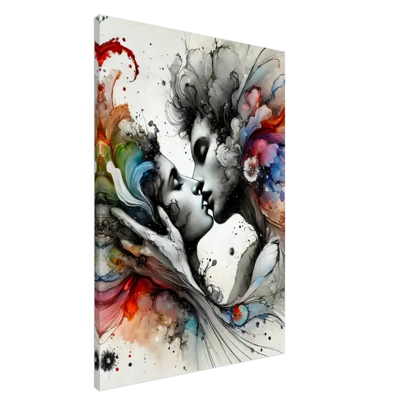 Aquarellstil Kuss-Paar im Produkt „Im Augenblick versunken“ – Ein Kuss ein Universum