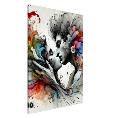 Aquarellstil Kuss-Paar im Produkt „Im Augenblick versunken“ – Ein Kuss ein Universum