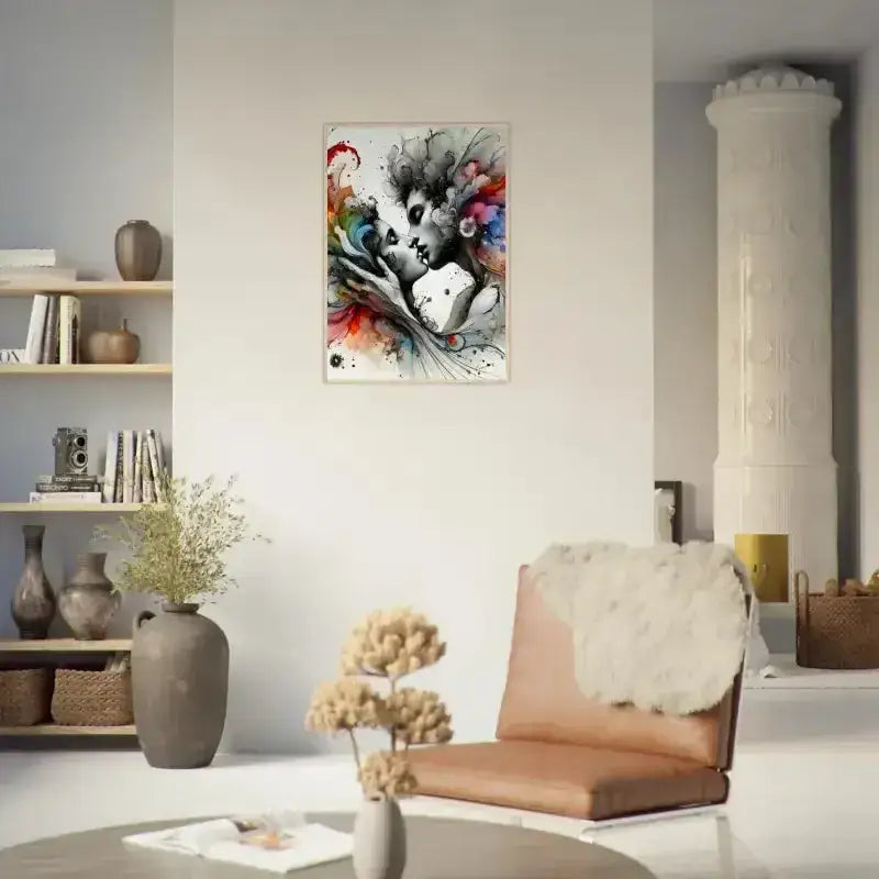 Abstraktes Blumen-Gerahmtes Poster Augenblick Versunken in lebendigen Farben