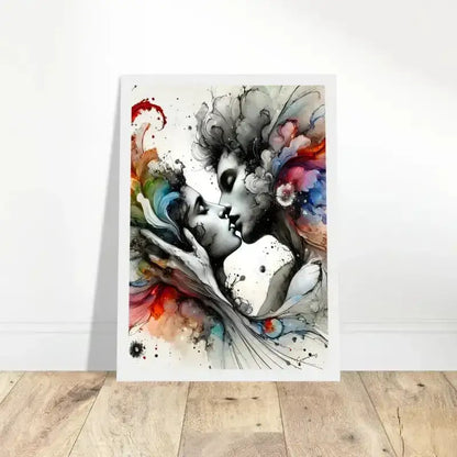 Gerahmtes Poster Augenblick versunken Aquarell Kuss Kunst