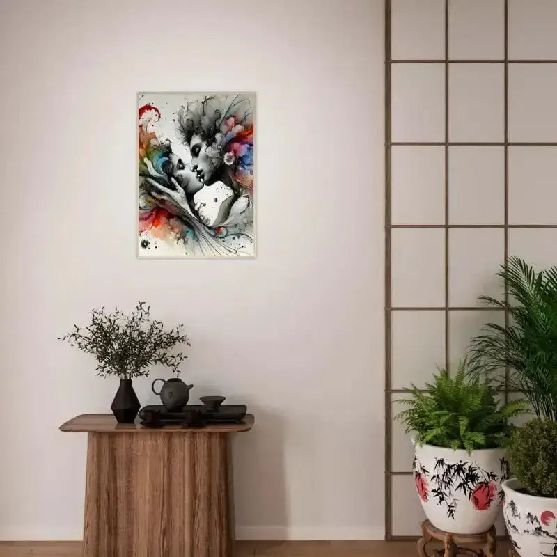 Gerahmtes Poster Im Augenblick versunken, abstraktes Schwarz-Weiß-Kunstprint