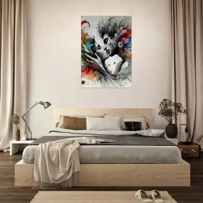 Abstraktes Kunstprint Im Augenblick versunken mit bunten Blumen