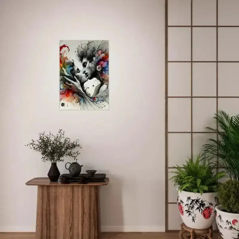 Abstraktes Kunstplakat Im Augenblick versunken mit Farbspritzern