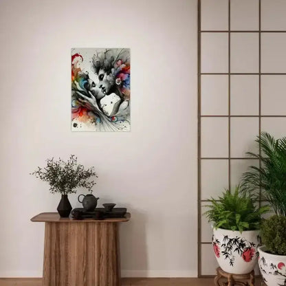 Abstraktes Kunstplakat Im Augenblick versunken mit Farbspritzern