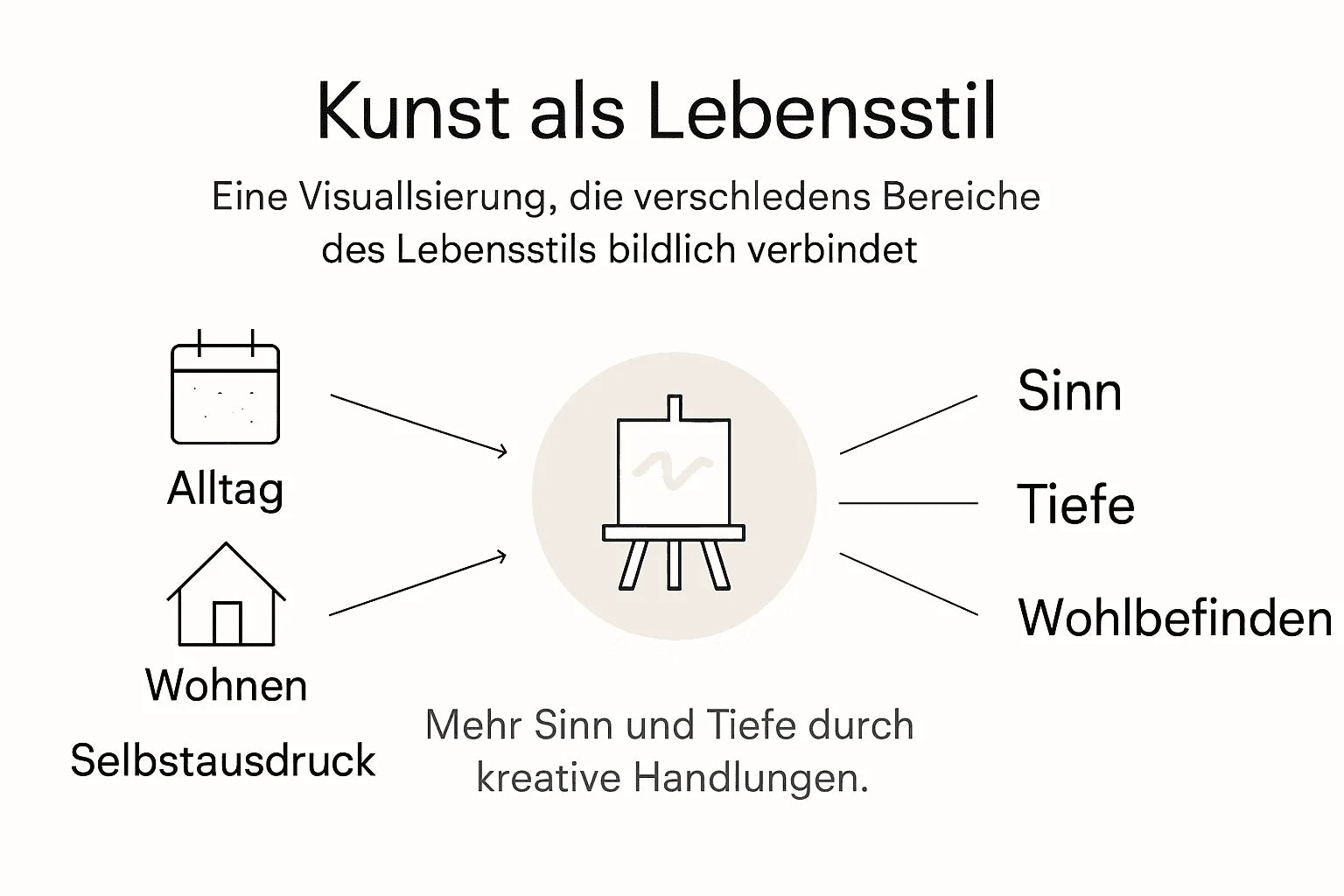 Kunst als Lebensstil: Infografik zu praktischer Umsetzung und kreativer Selbstentfaltung