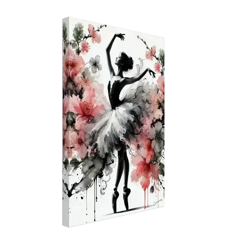 Elegante Aquarell-Ballerina Blütentanz Leinwanddruck