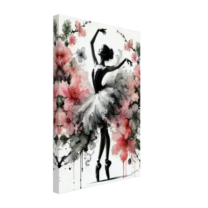 Elegante Aquarell-Ballerina Blütentanz Leinwanddruck
