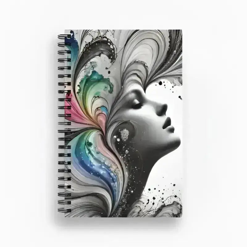 Spiralgebundenes Notizbuch Farben der Stille mit Regenbogenhaaren-Design