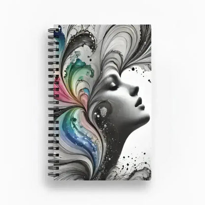 Spiralgebundenes Notizbuch Farben der Stille mit Regenbogenhaaren-Design