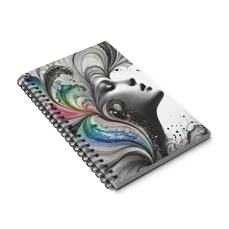 Spirales Notizbuch Farben der Stille mit abstraktem Gesicht, farbigen Wirbeln