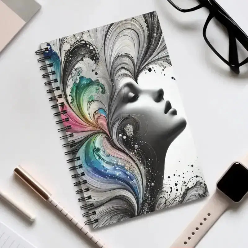 Spiralgebundenes Notizbuch Farben der Stille mit Regenbogenhaaren