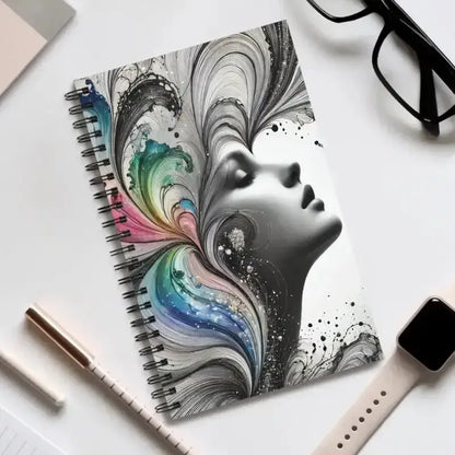 Spiralgebundenes Notizbuch Farben der Stille mit Regenbogenhaaren