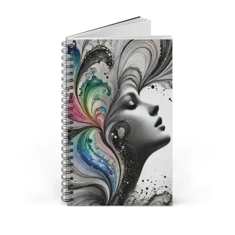 Spiralgebundenes Notizbuch Farben der Stille mit abstraktem Frauenporträt