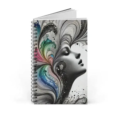 Spiralgebundenes Notizbuch Farben der Stille mit abstraktem Frauenporträt
