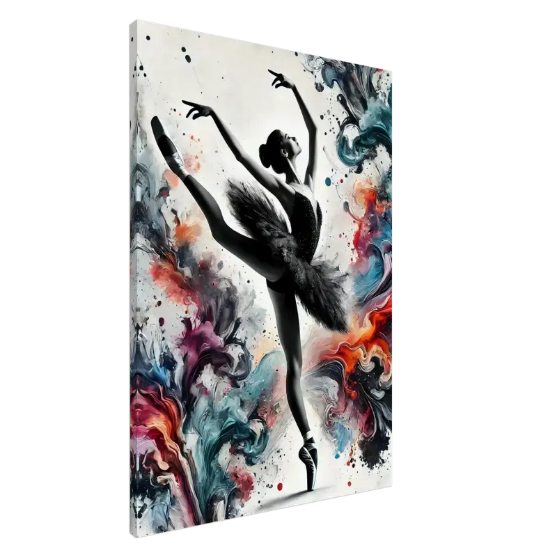 Wasserfarben-Aquarellbild einer Ballerina in Bewegung für das Produkt Farbtanz
