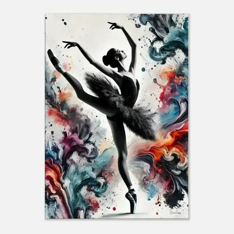 Schwarze Ballerina Leinwanddruck Farbtanz mit farbigem Rauch – curiocanvas Bewegung