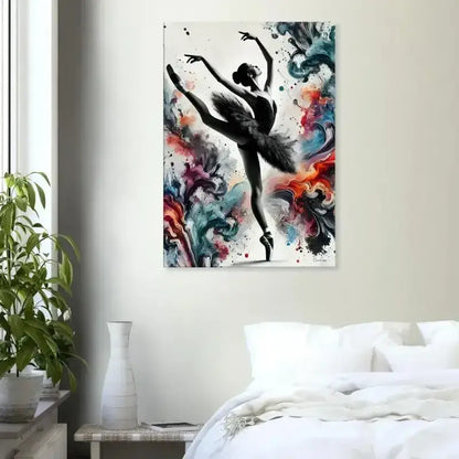 Aquarell-Ballerina-Wandtapisserie Farbtanz von Curiocanvas mit Bewegung