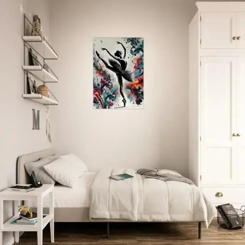 Schwarz-weiß Ballerina Wandkunst mit Farbtanz Poster abstraktem Hintergrund
