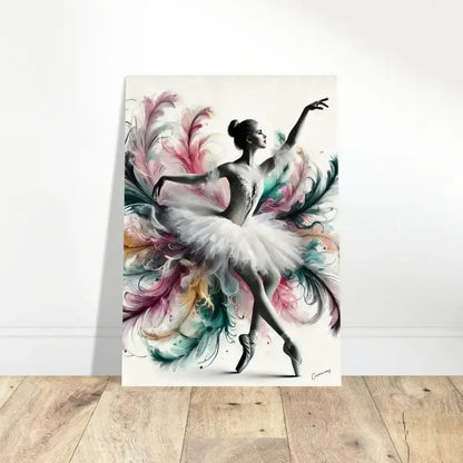 Weiße Ballerina Federleicht Poster mit bunten Feder-Details