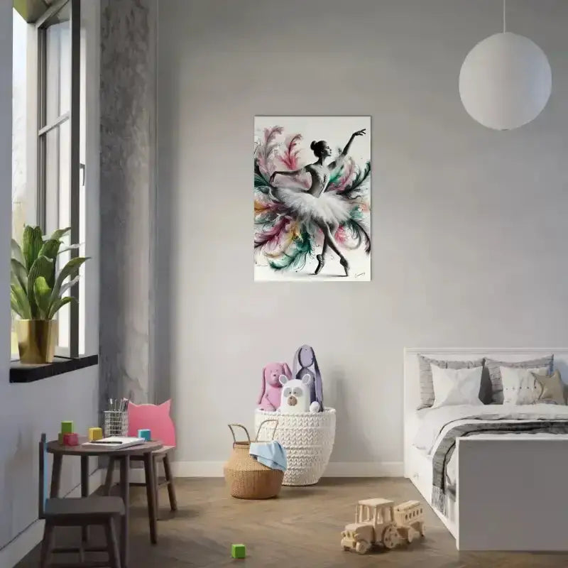 Bunter Balletttänzer mit Federn auf Federleicht Poster