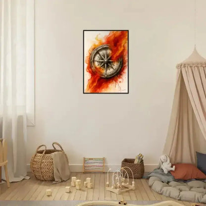 Gerahmtes Poster Feuer der Richtung mit feurigen Flammen