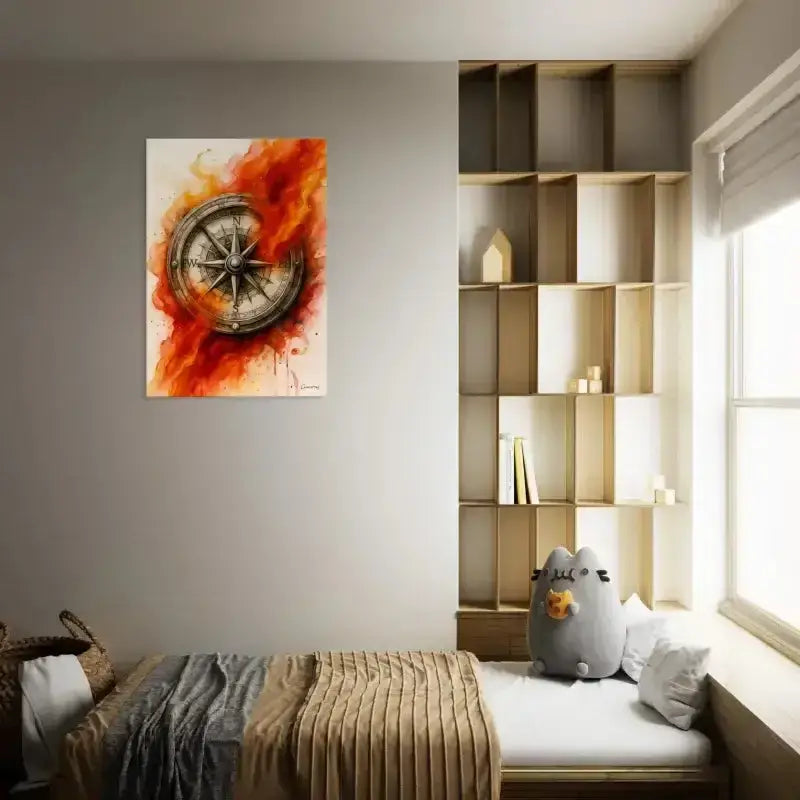 Leinwand-Kunst Feuer der Richtung in flammendem Orange, modern metallisch