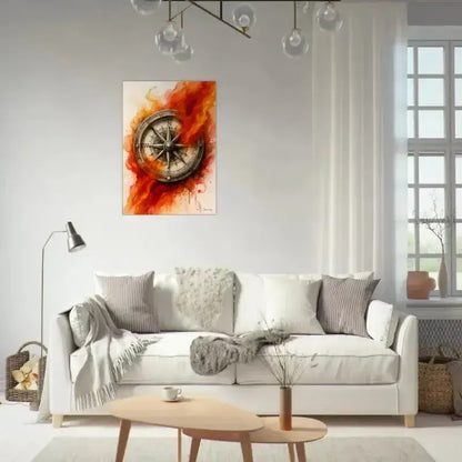 Weißes Sofa mit Holbein und Kissen, modernes Design, flammendem Orange