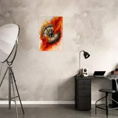 Moderne Industrie-Schreibtischlampe mit verstellbarem Arm und schwarzem Metallrahmen für Feuer der Richtung Poster