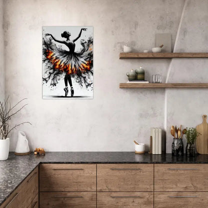 Ballettkunst-Print Feuertanz mit anmutiger Ballerina in lebendigen Farben