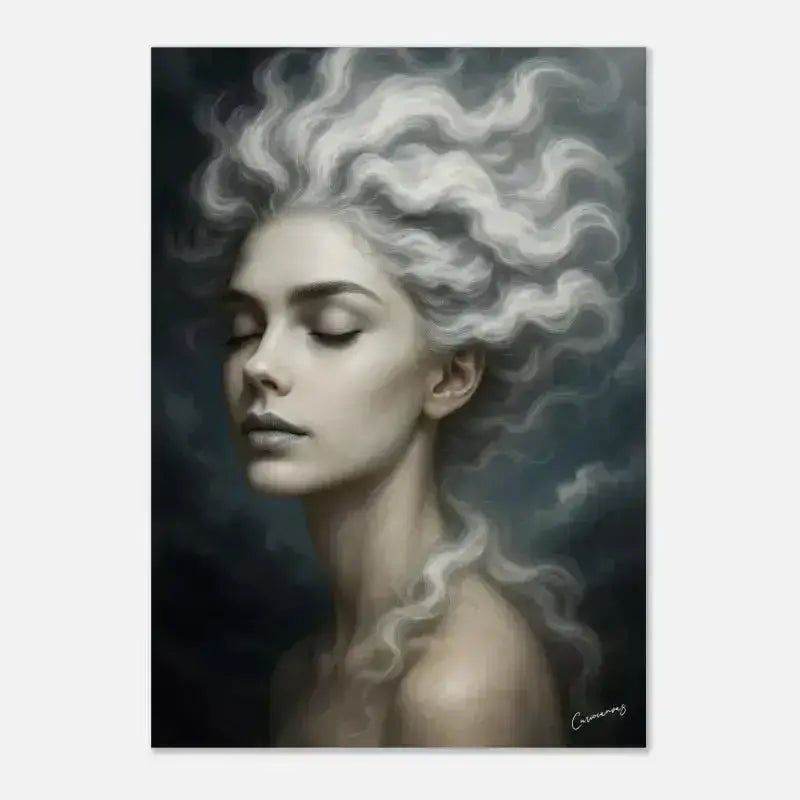 Gaia: Der Atem des Windes Poster mit weißer Wolkenhaare und Windesbewegung