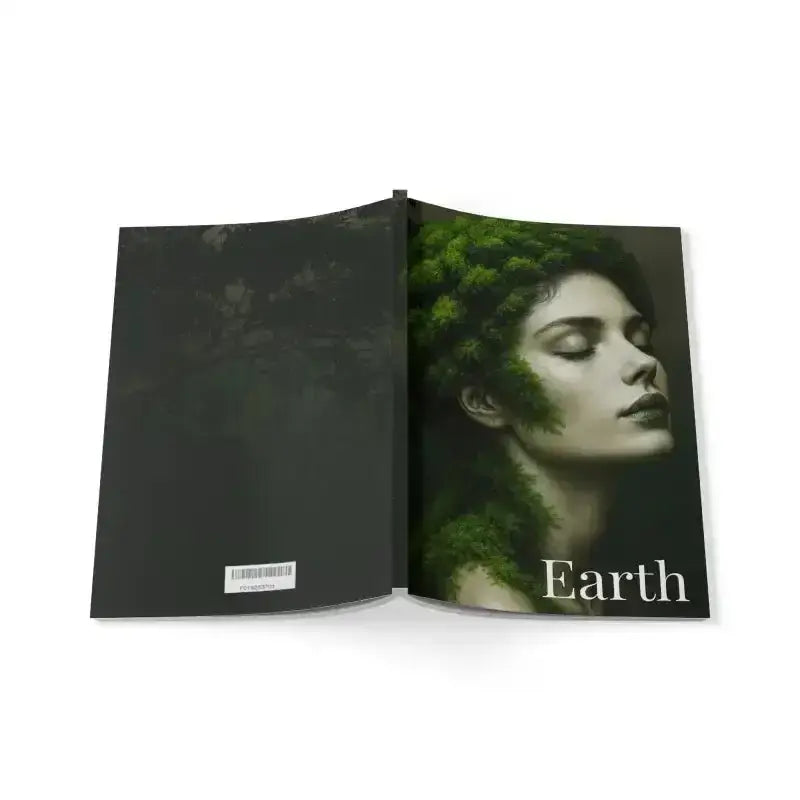 Schwarzes Gaia-Erde Journal mit grünem Baum-Design auf dem Cover