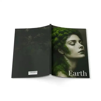 Schwarzes Gaia-Erde Journal mit grünem Baum-Design auf dem Cover