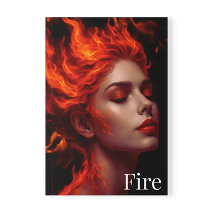 Journal GAIA – Feuer Element mit Cover, Frau mit feurig roten Haaren und Make-up