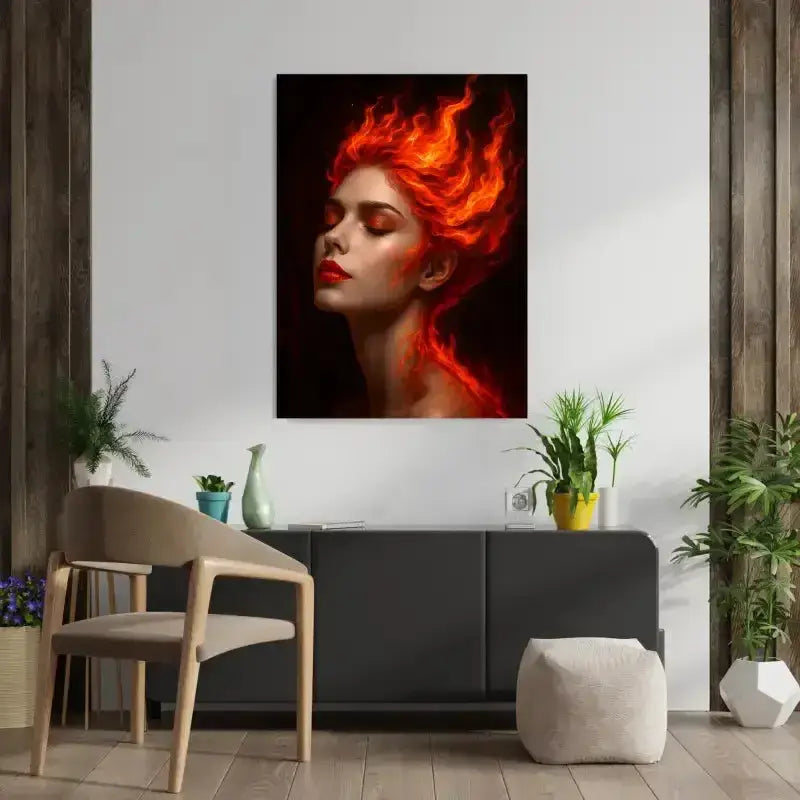 Rotes Flammenhaar Leinwandbild Feuer Gaia Geboren aus Glut