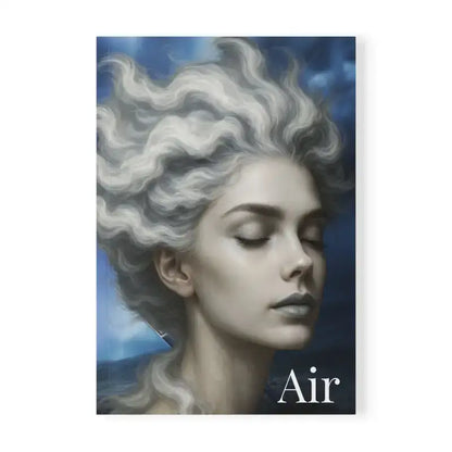 Weißes Wolken-Poster mit geschlossenen Augen und fließendem Haar – GAIA Luft Element