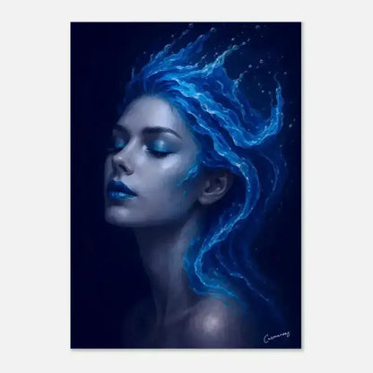 Blaues Wasser-Haarkunst-Poster Gaia: Wo Stille fließt mit Wellen